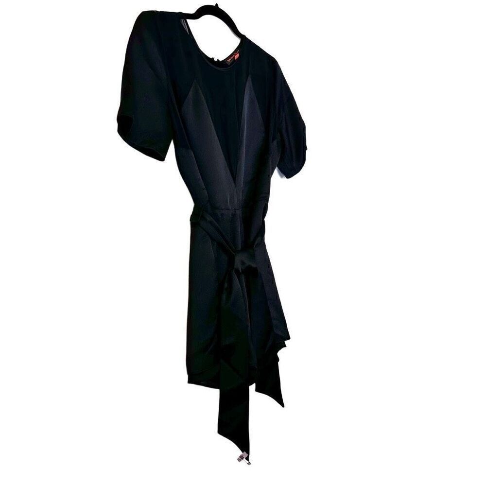 Kate Moss For Topshop Sheer Satin Tie Waist Short Sleeve Romper 2.0 Black XL - Picture 2 of 4